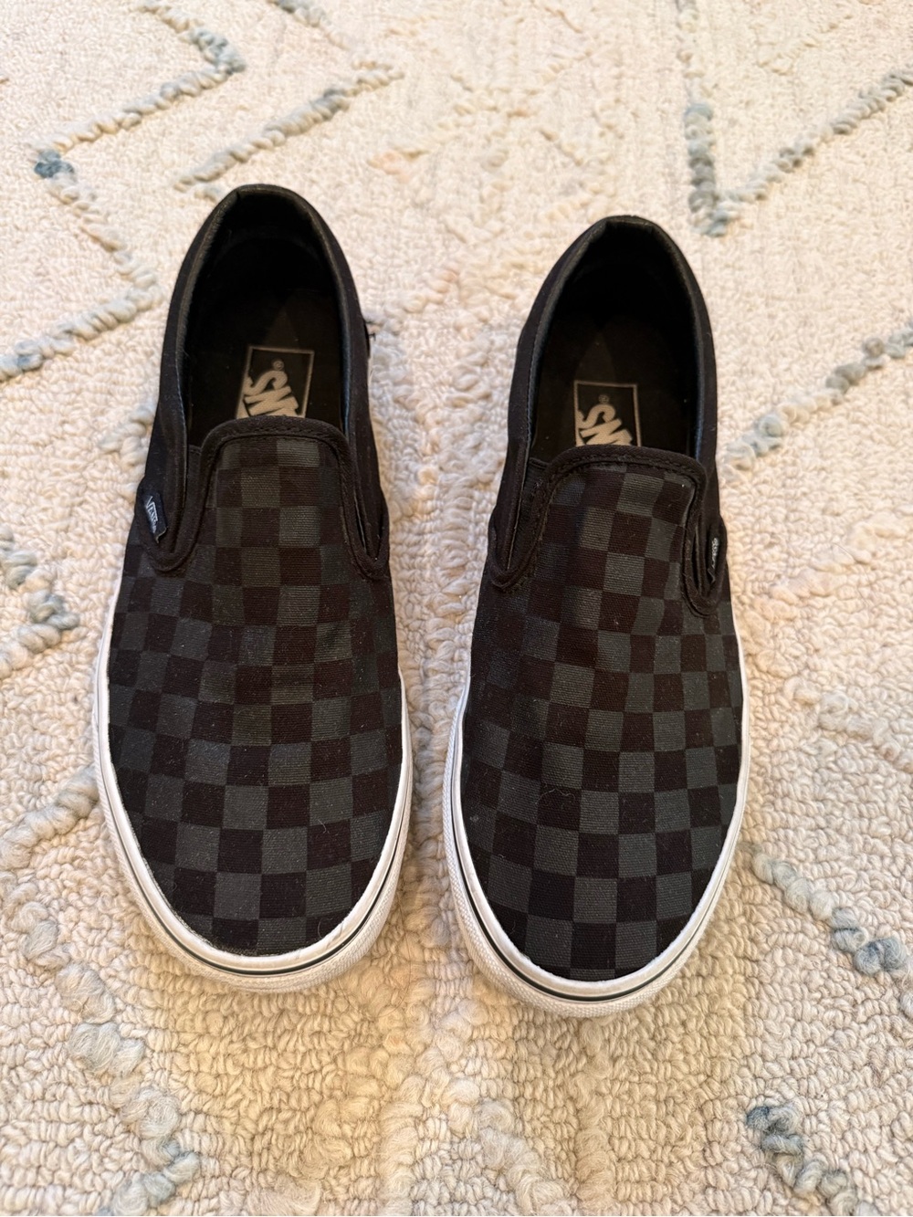 Vans Black Checkerboard Slip-On Loafers